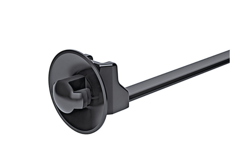 帶箭頭和圓盤的一體式固定扎帶，適用于圓孔